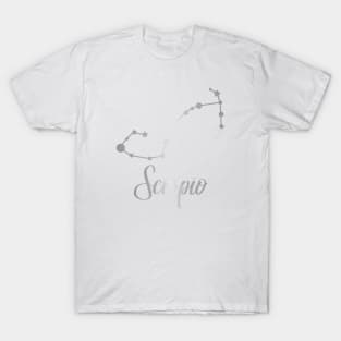 Scorpio Zodiac Constellation in Silver T-Shirt